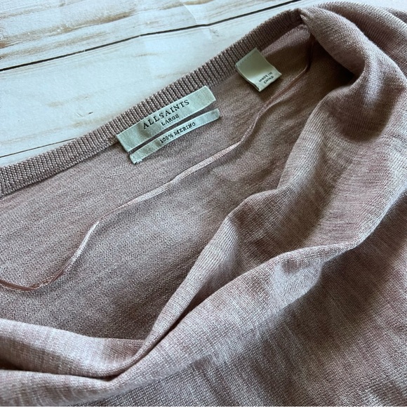 EUC All Saints Ridley 100% Merino Wool Dusty Pink Sweater size Large - Picture 9 of 10
